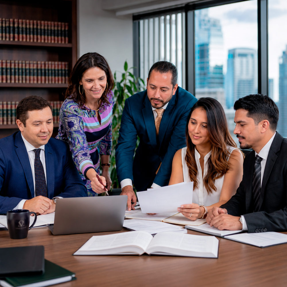 Equipo de abogados de Legal Prime analizando documentos