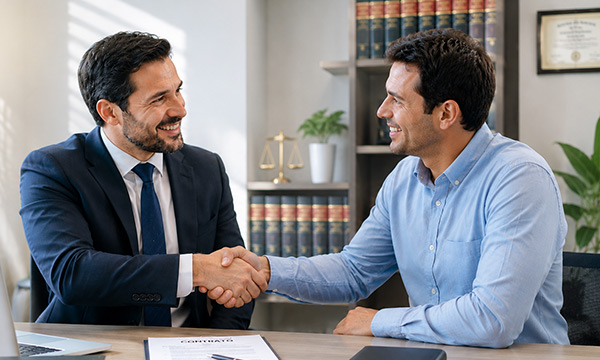 Abogado con cliente en reunión
